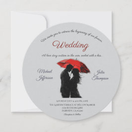 Convites Romântico Vermelho Guarda-chuvas Vermelho Parisien