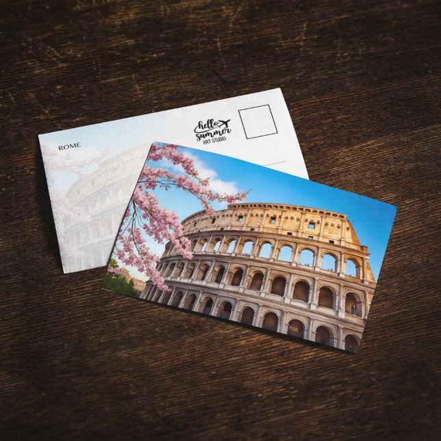 Convites Rome Colosseum Italy Painted Postcard (Criador carregado)