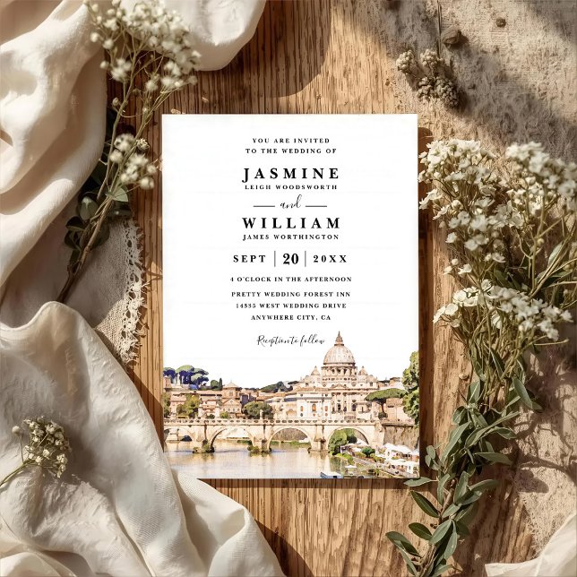 Convites ROME Italy Skyline Destination QR Code Wedding (Criador carregado)