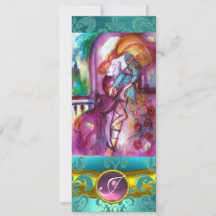 Convites ROMEO E JULIET cor-de-rosa Azul Aqua,Teal Damask F