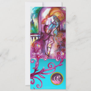 Convites ROMEO E JULIET/Teal Pink Damask Suavimentos Florai