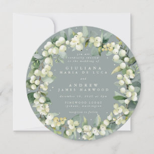 Convites Ronda Seafoam Snowberry+Eucalyptus Wreath Casament