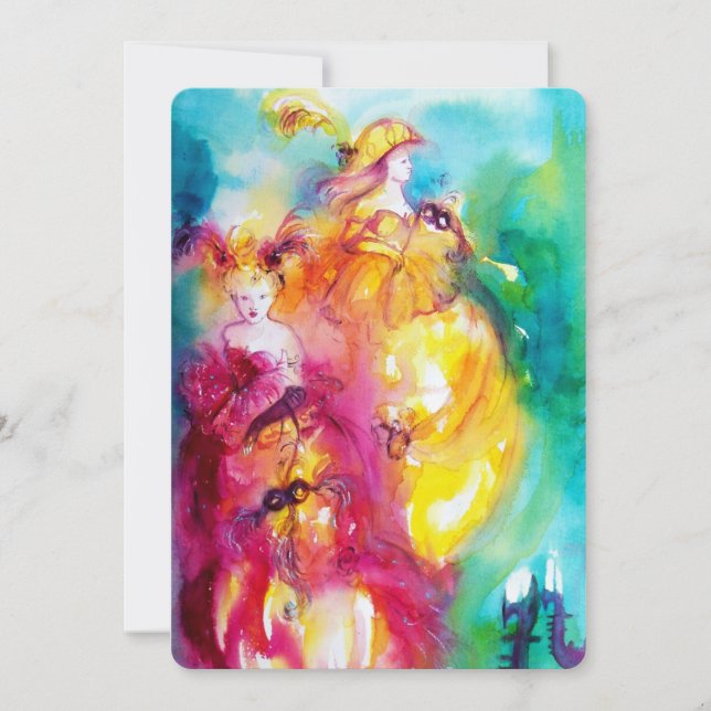 Convites RONDO IN LAGOON, Doce 16 Mascarada (Frente)