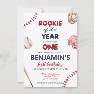 Convites Rookie Baseball Red primeiro aniversario