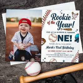 Convites Rookie da Foto de Baseball de primeiro aniversario