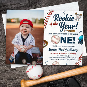 Convites Rookie da Foto de Baseball de primeiro aniversario