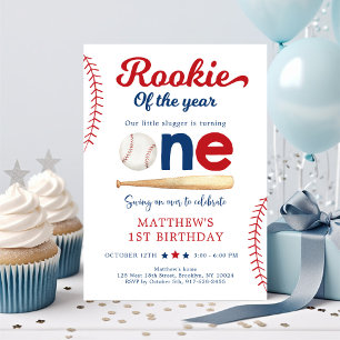 Convites Rookie do Ano Baseball Primeiro Aniversário