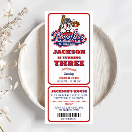 Convites Rookie Do Ano Do aniversário de 3 anos De Bilhete 