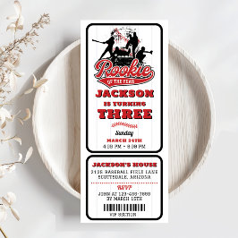 Convites Rookie Do Ano Do aniversário de 3 anos De Bilhete 