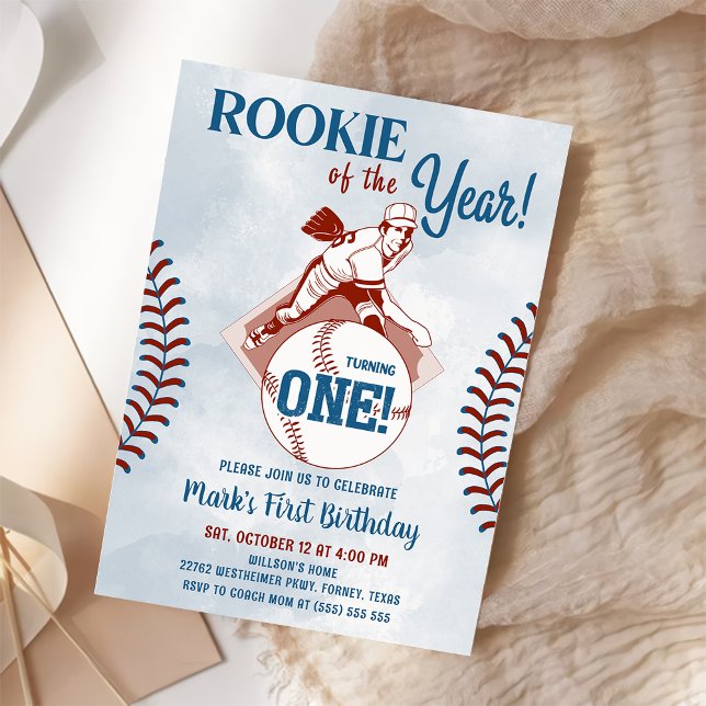 Convites Rookie do Ano do primeiro aniversario Baseball (Criador carregado)