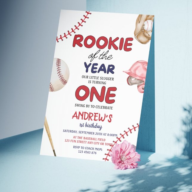 Convites Rookie do Ano do primeiro aniversario Baseball (Rookie of the Year 1st Birthday Baseball Invitation)