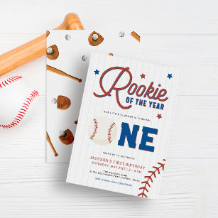Convites Rookie do Ano do primeiro aniversario do Baseball 
