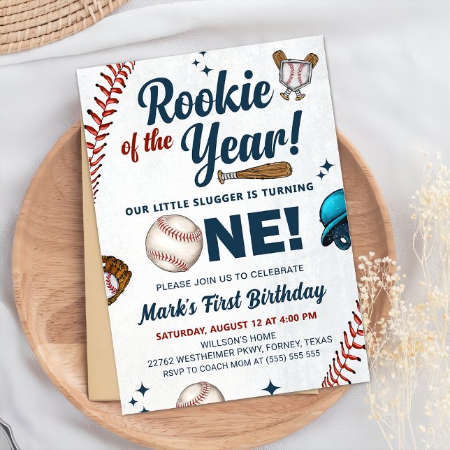 Convites Rookie do Ano do primeiro aniversario do Baseball  (Criador carregado)