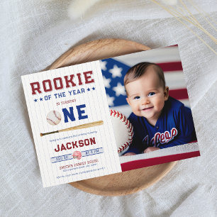 Convites Rookie do Ano primeiro aniversario Baseball