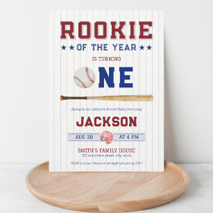 Convites Rookie do Ano primeiro aniversario Baseball