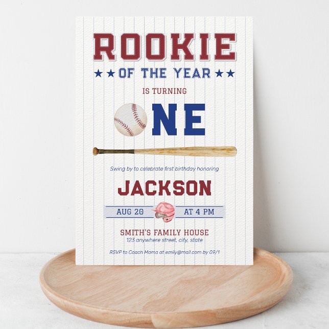 Convites Rookie do Ano primeiro aniversario Baseball (Criador carregado)