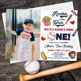 Convites Rookie do Ano Vintage Baseball Foto de Aniversário