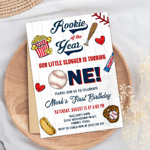 Convites Rookie do ano Vintage Baseball primeiro aniversari