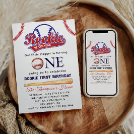 Convites Rookie do primeiro aniversario temática de beisebo