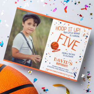 Convites Rookie Hoop It Up Basball Photo Birthday