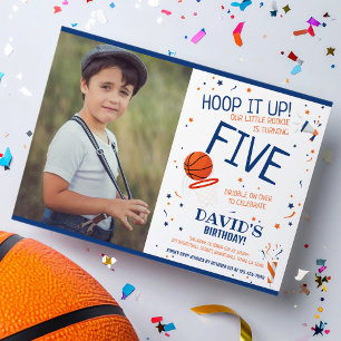 Convites Rookie Hoop It Up Blue Basball Foto Aniversário
