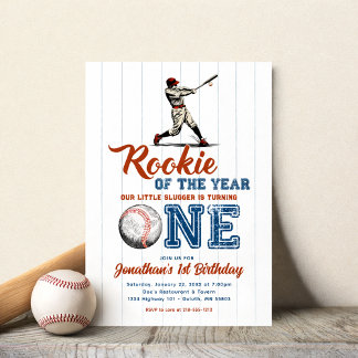 Convites Rookie of the Year Baseball 1st Birthday
