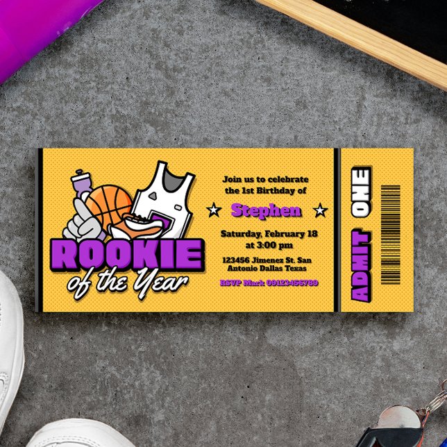 Convites Rookie of the Year - Boy First Birthday Ticket (Rookie of the Year - Boy First Birthday Ticket Invitation)
