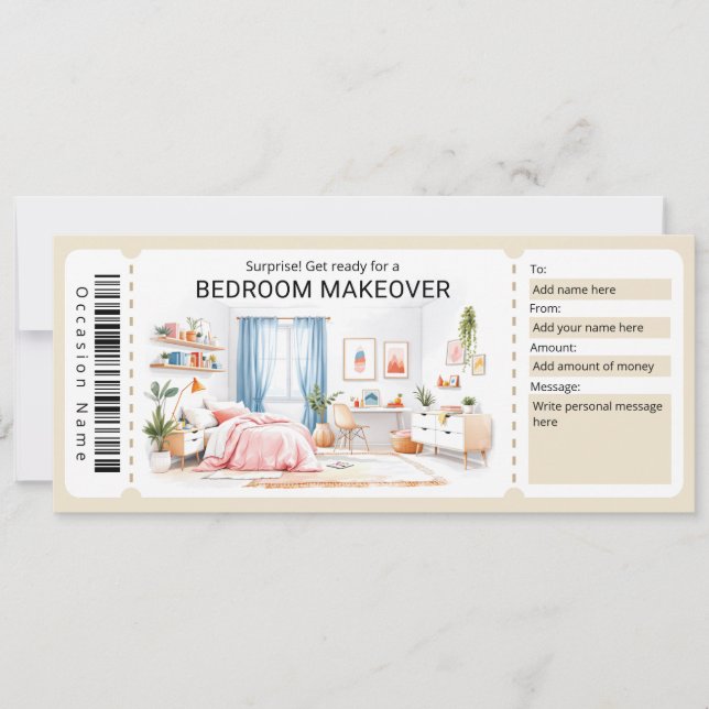 Convites Room Makeover Gift Certificate (Frente)