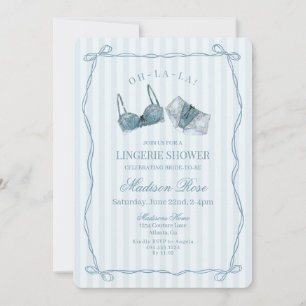 Convites Ropa Íntima Azul de Renda para Chá de Lingerie