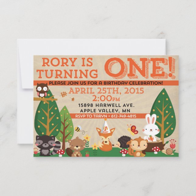 Convites Rory First Birthday Invite (Verso)