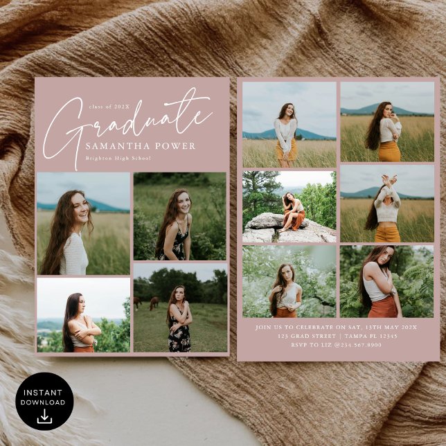 Convites Rosa 10 Fotografias Moderna (Criador carregado)