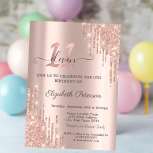 Convites Rosa 11 Dourado rosa de Drives de Glitter Dourados