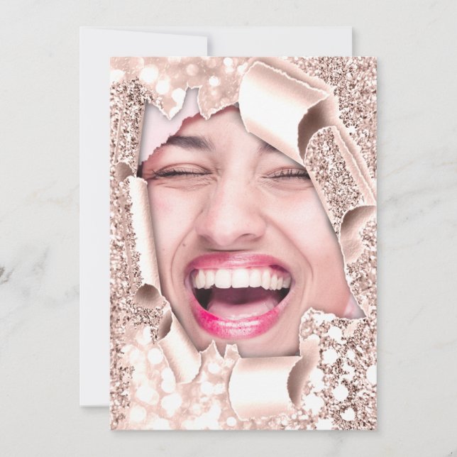 Convites Rosa 3D, Chá de panela 16º, brilhante (Frente)