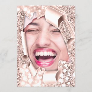 Convites Rosa 3D, Chá de panela 16º, brilhante