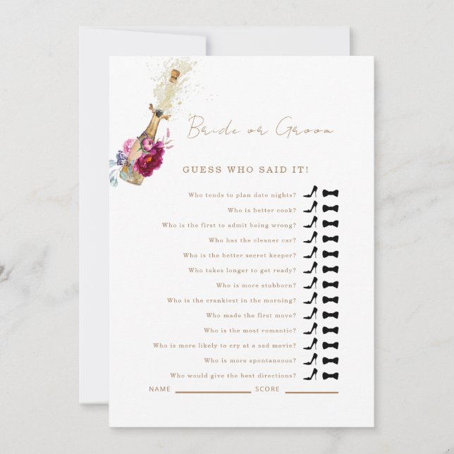 Convites Rosa, Adivinha Floral Que Disse O Jogo Do Chá (Frente)