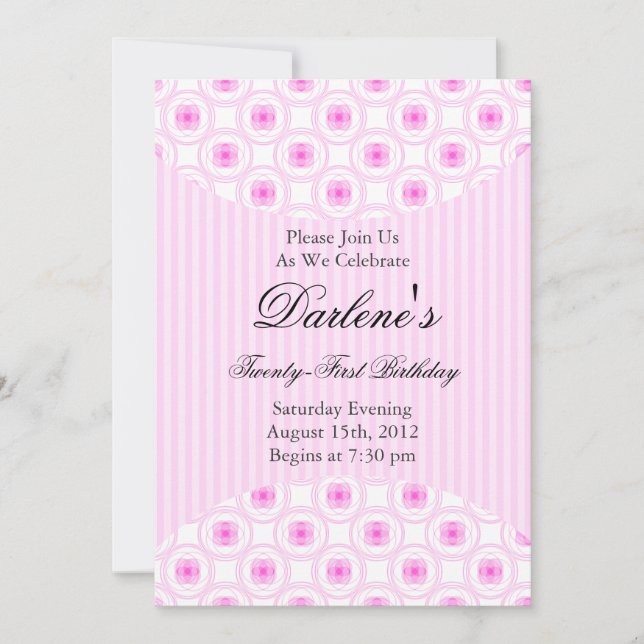 Convites Rosa aniversário de 21 anos (Frente)