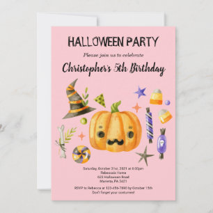 Convites Rosa Aniversário de criança Spooktacular do Hallow