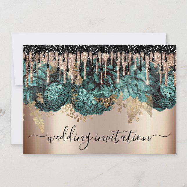 Convites Rosa Azul, Azul, Flores (Frente)