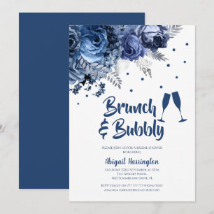 Convites Rosa azul Brunch e Chá de panela embutido