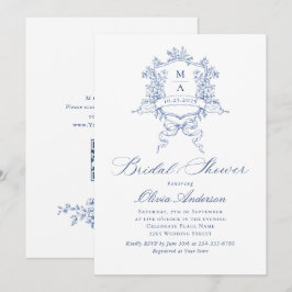 Convites Rosa Azul Elegante  de Toile Chá de panela