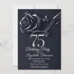 Convites Rosa Azul Escuro Gótico 75º Aniversário  
