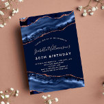 Convites rosa azul-mármore festa de aniversário agate<br><div class="desc">Um convite moderno,  na moda e glamouroso para uma festa de aniversário (ou qualquer idade) 30. Ouro azul e rosa,  fundo de mármore. O nome é escrito com um moderno estilo escrito à mão. Personalize e adicione os detalhes da sua festa.</div>