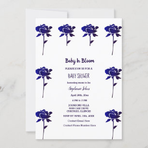 Convites Rosa Azul No Bloom Girl Chá de fraldas 2024