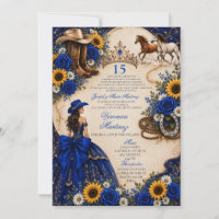 Rosa Azul Real Girassol Ocidental Quinceañera 