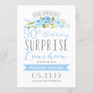 Convites Rosa Banner Surprise 90 Birthday Luncheon