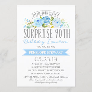 Convites Rosa Banner Surprise 90 Birthday Luncheon
