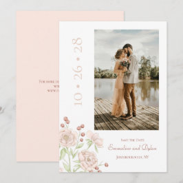 Convites Rosa Bege Casamento Moderno Salve a Data