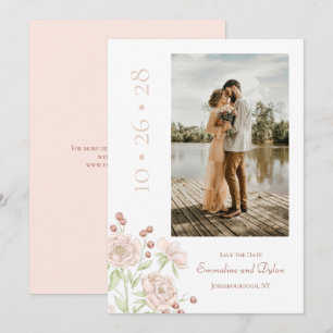 Convites Rosa Bege Casamento Moderno Salve a Data