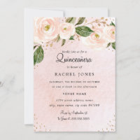 Rosa Bege Dourado Floral Quinceanera Aniversário