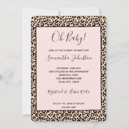 Convites Rosa Bege Dourado Preto Estampa Leopardo